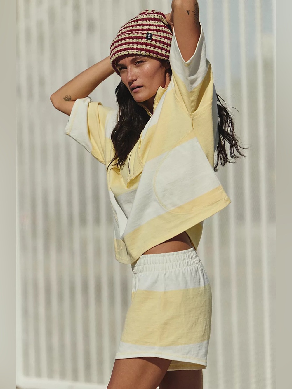 Free People Retro Rugby Set in Sunlit Yellow Combo L - Picture 3 of 9